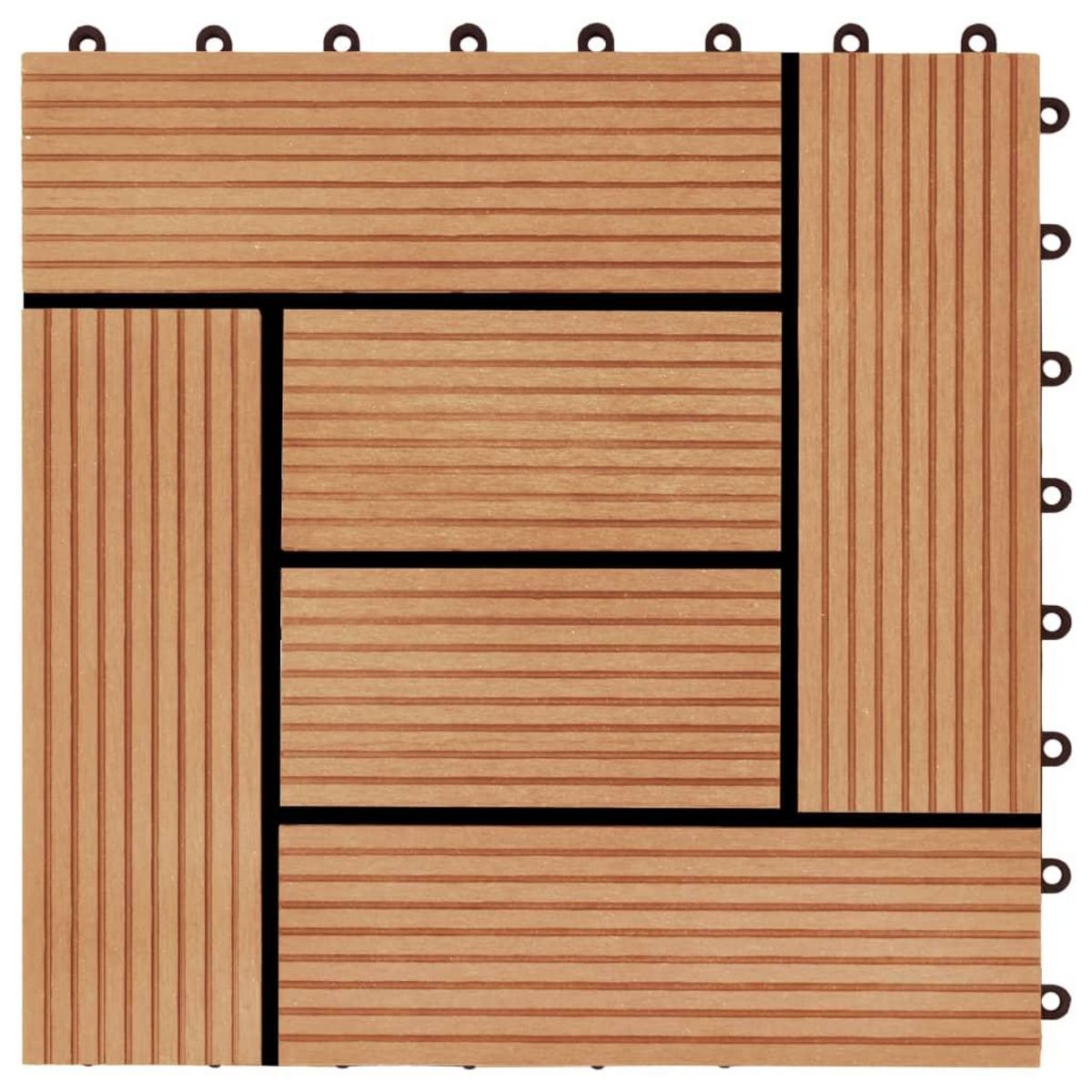 VIDAXL Carreau de terrasse 11 pcs WPC 30 x 30 cm 1 m^2 Couleur Teck