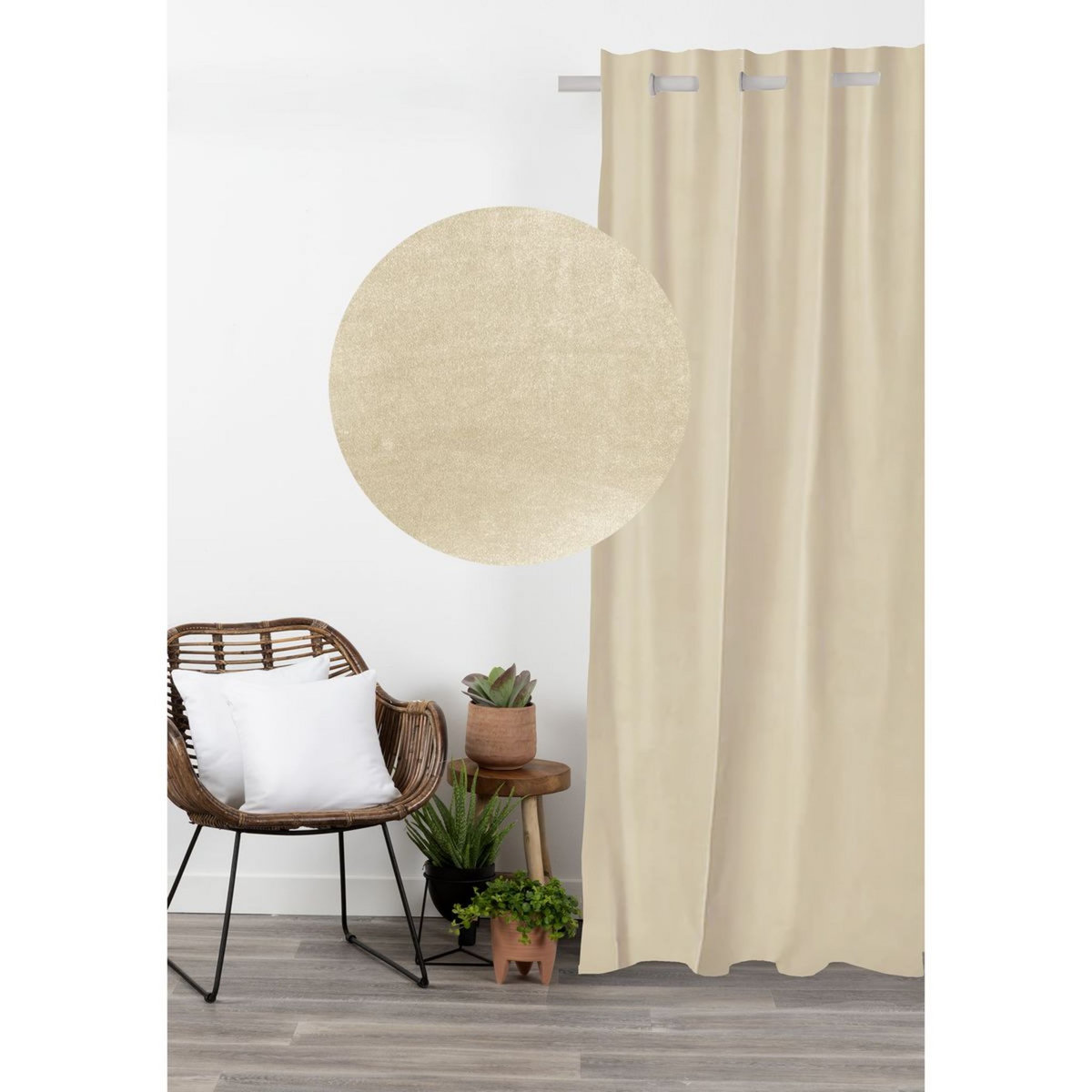 COTE DECO Rideau uni en suédine effet velours à oeillets