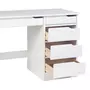 IDIMEX Bureau HUGO avec rangement 5 tiroirs style scandinave en pin massif lasuré blanc