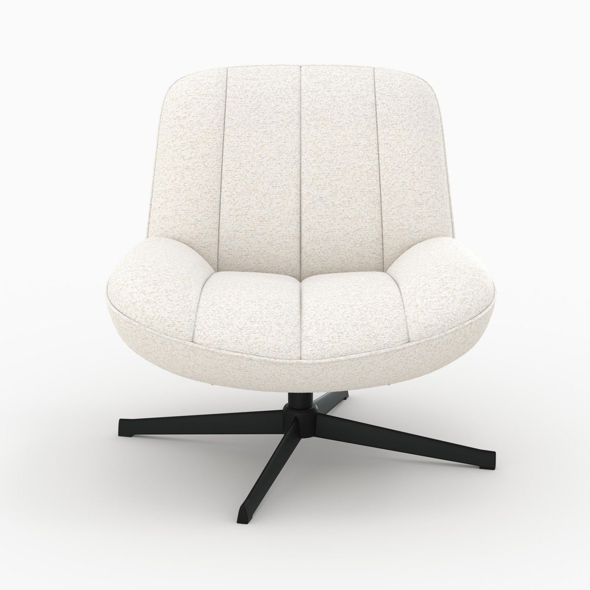 Rendez vous déco Fauteuil pivotant en tissu bouclé blanc cassé - Elvis