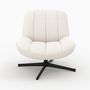 Voir la diapositive 6 : Rendez vous déco Fauteuil pivotant en tissu bouclé blanc cassé - Elvis