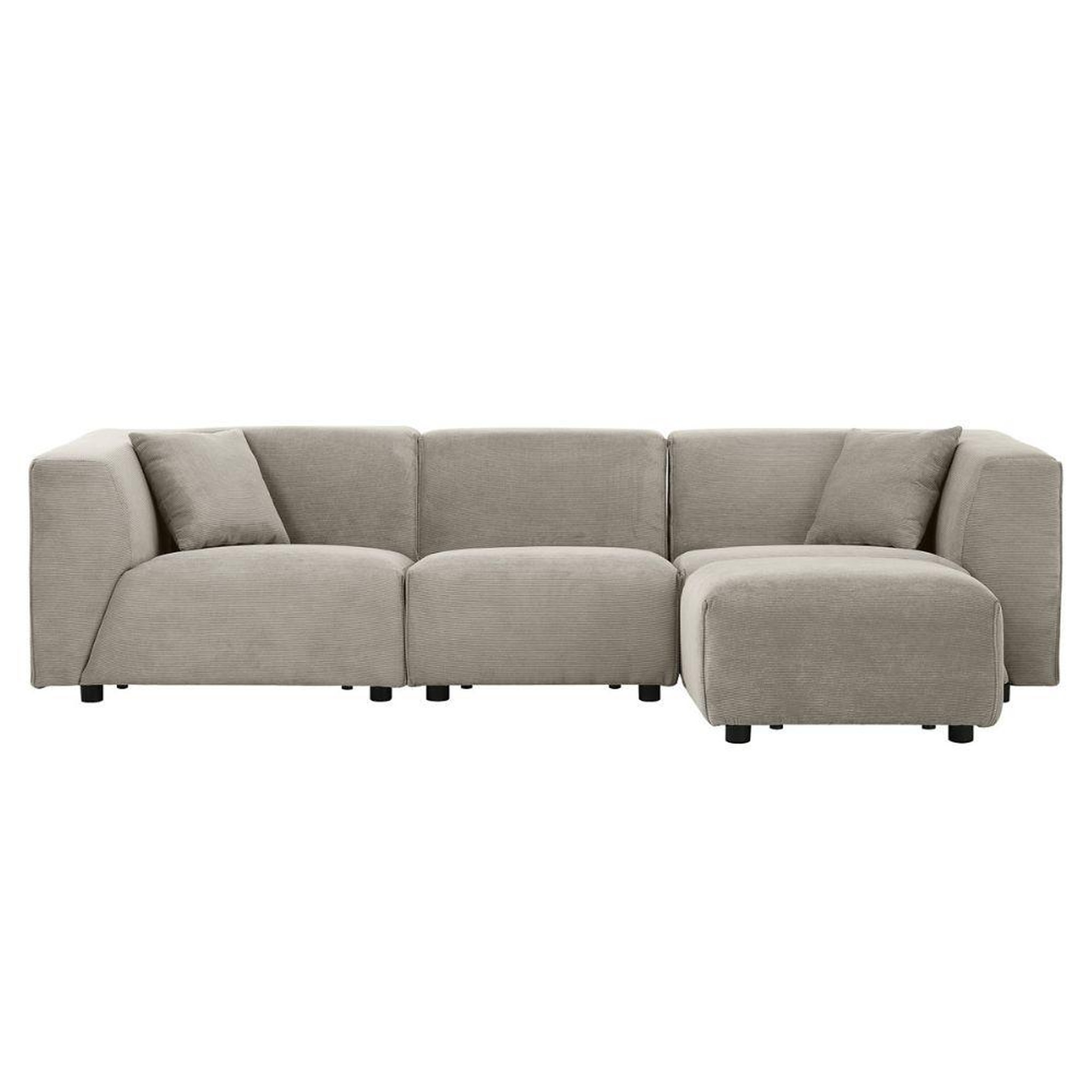 CONCEPT USINE Canapé 3 places + 1 pouf velours côtelé modulable gris clair monroe