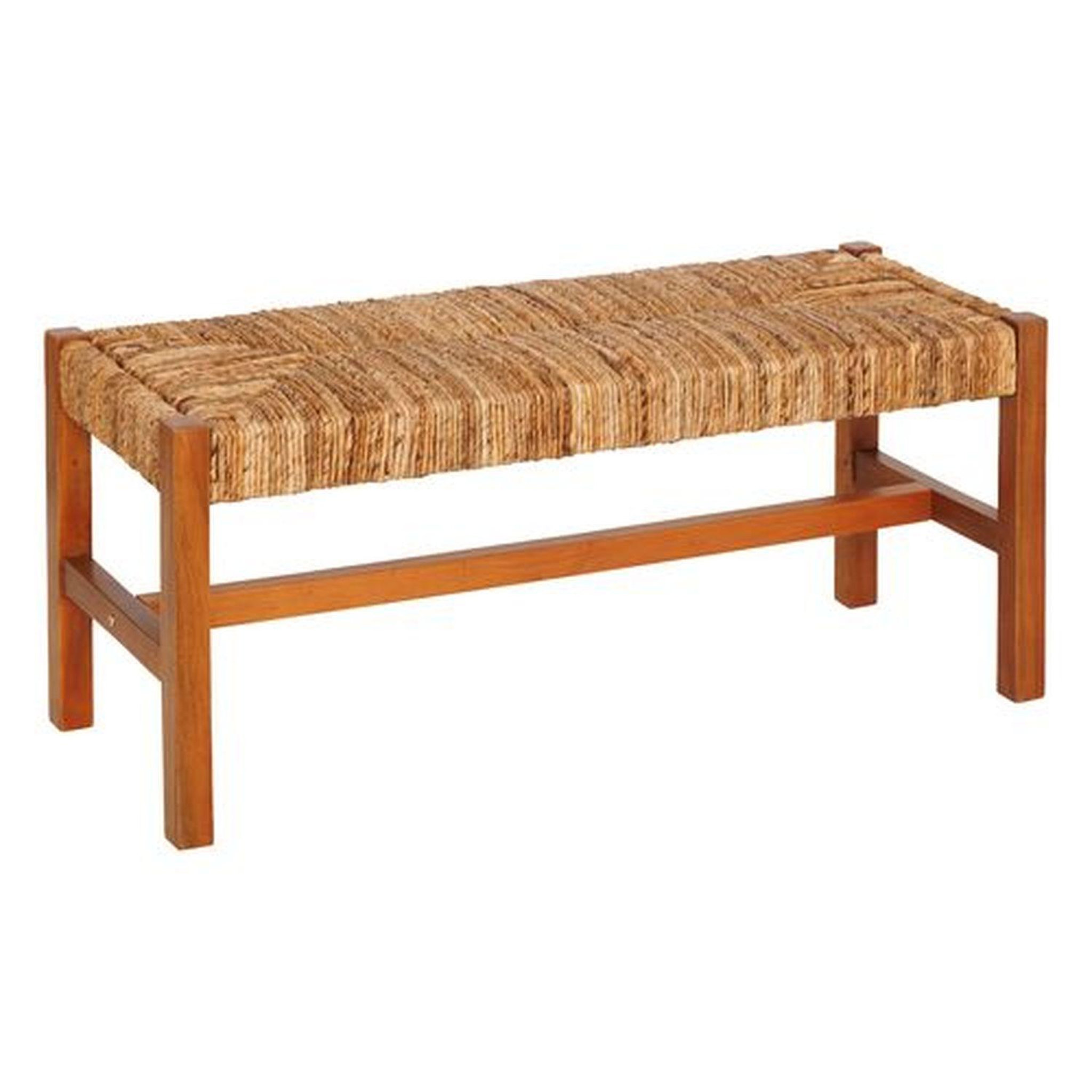 ATMOSPHERA Banc 2 places avec assise tressée en bois sidoan - marron