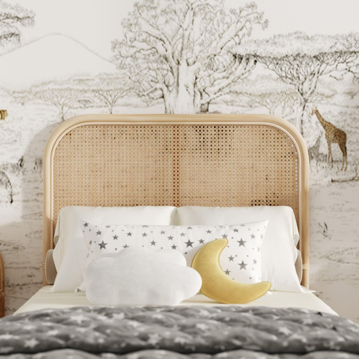 Rendez vous déco Tête de lit en rotin et cannage 90 cm-Naïra