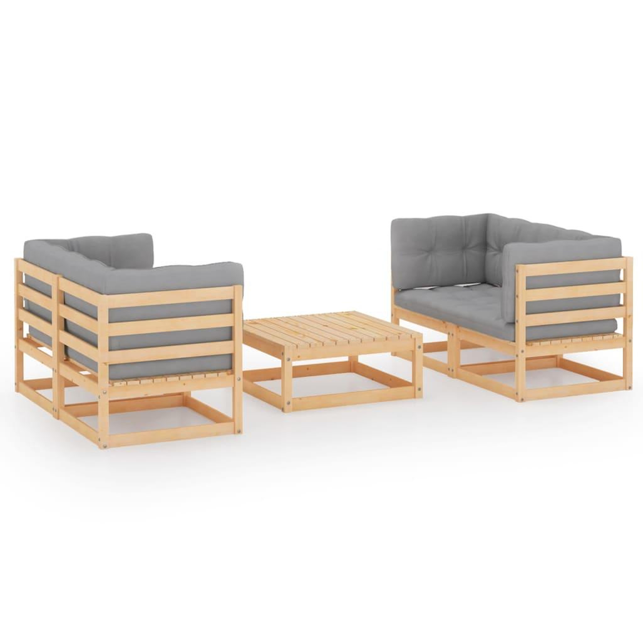 Voir la diapositive 1 : VIDAXL Salon de jardin 5 pcs avec coussins bois de pin massif