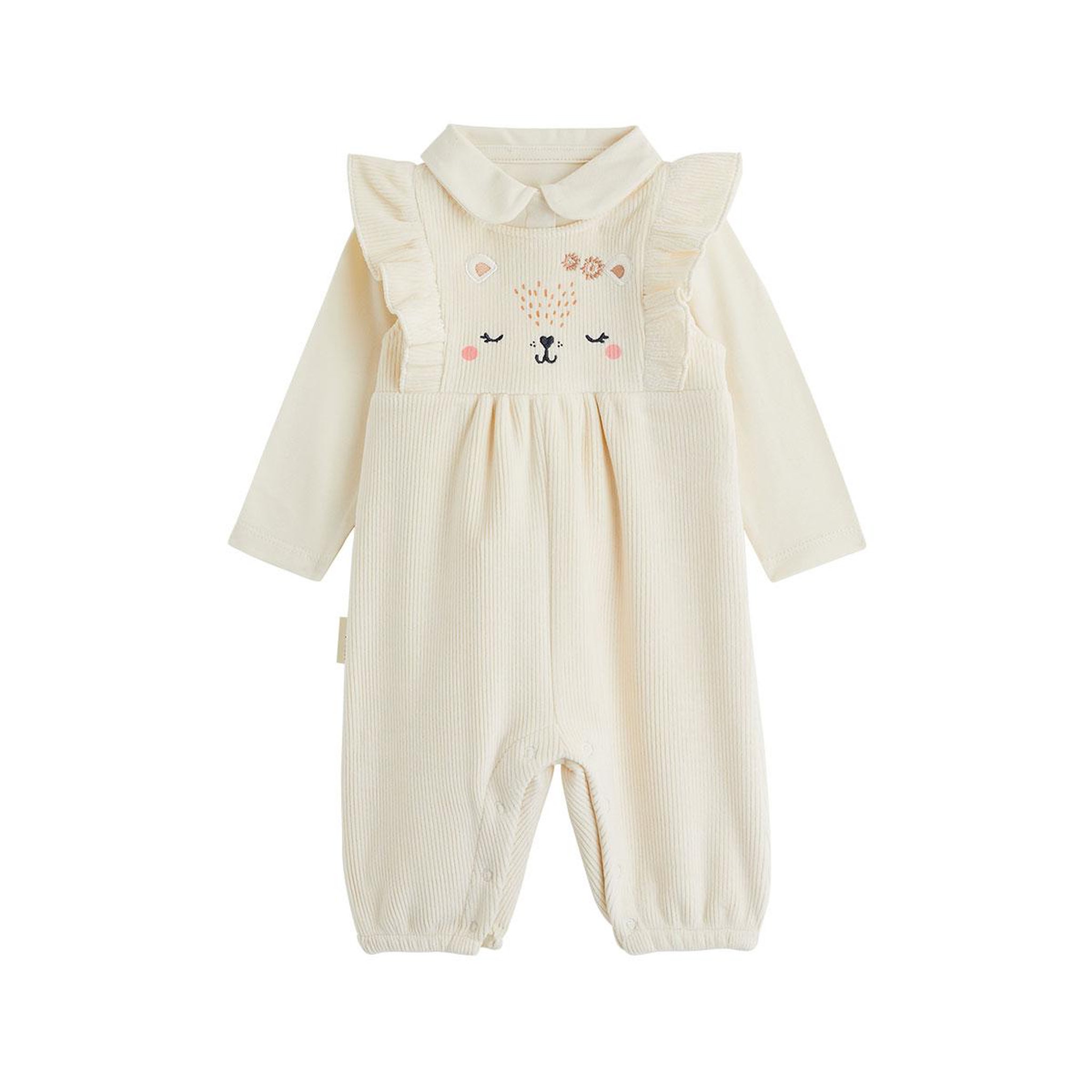 Voir la diapositive 1 : PETIT BEGUIN Ensemble salopette bébé en velours et t-shirt Neige