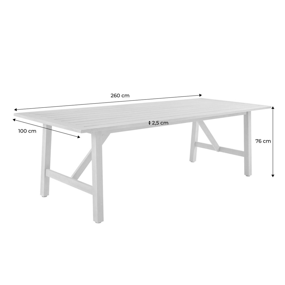 SWEEEK Table de jardin en bois d'eucalyptus LORIA naturel. 8 places. 260 x 100 x 76 cm