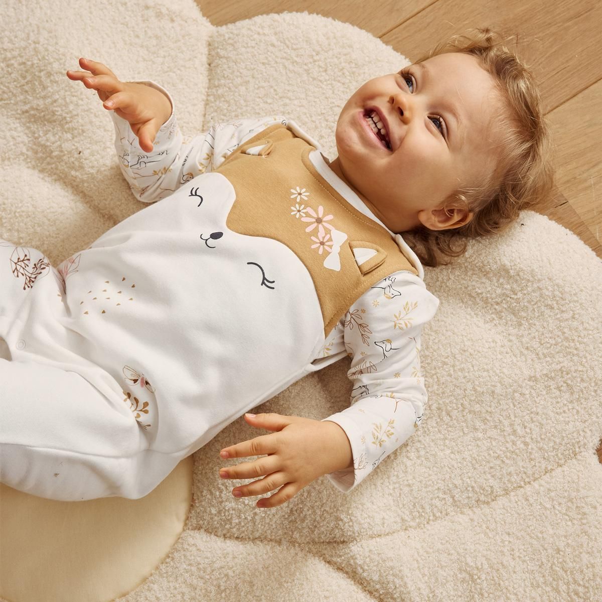 Petit Béguin Ensemble salopette bébé en molleton et t-shirt Emilie