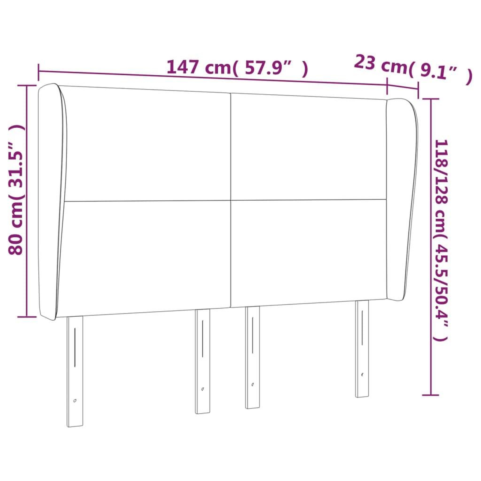 Voir la diapositive 6 : VIDAXL Tete de lit avec oreilles Noir 147x23x118/128 cm Tissu