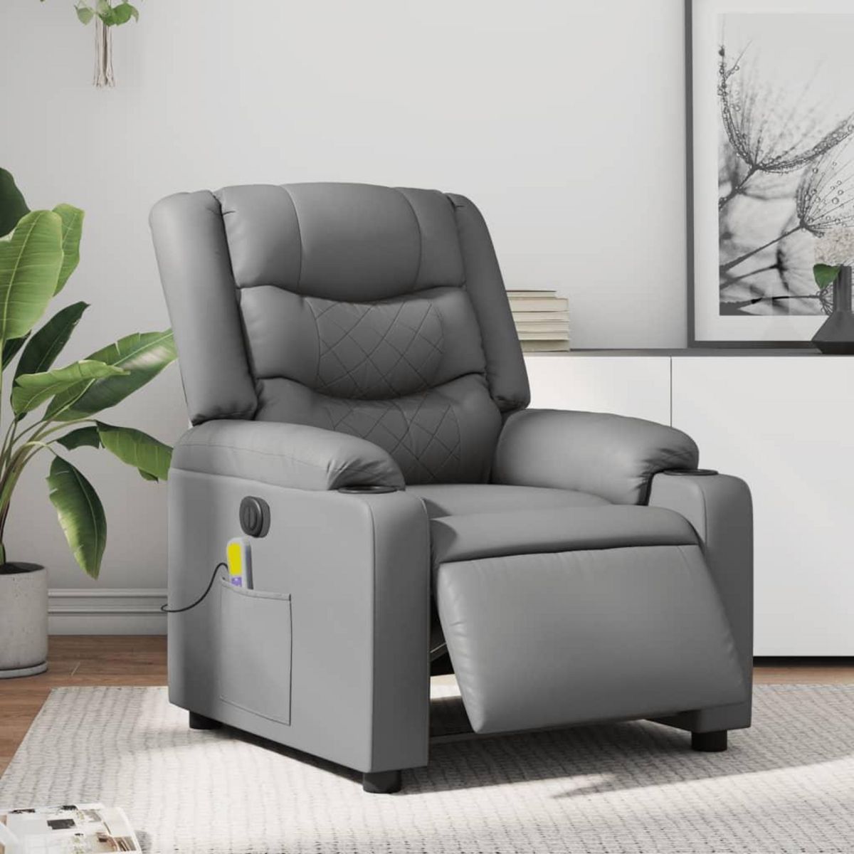 VIDAXL Fauteuil de massage inclinable electrique gris similicuir