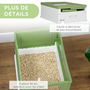 Voir la diapositive 5 : PAWHUT Maison de toilette pliable pour chat - tiroir à litière coulissant, porte battante et trappe transparente, pelle - blanc vert