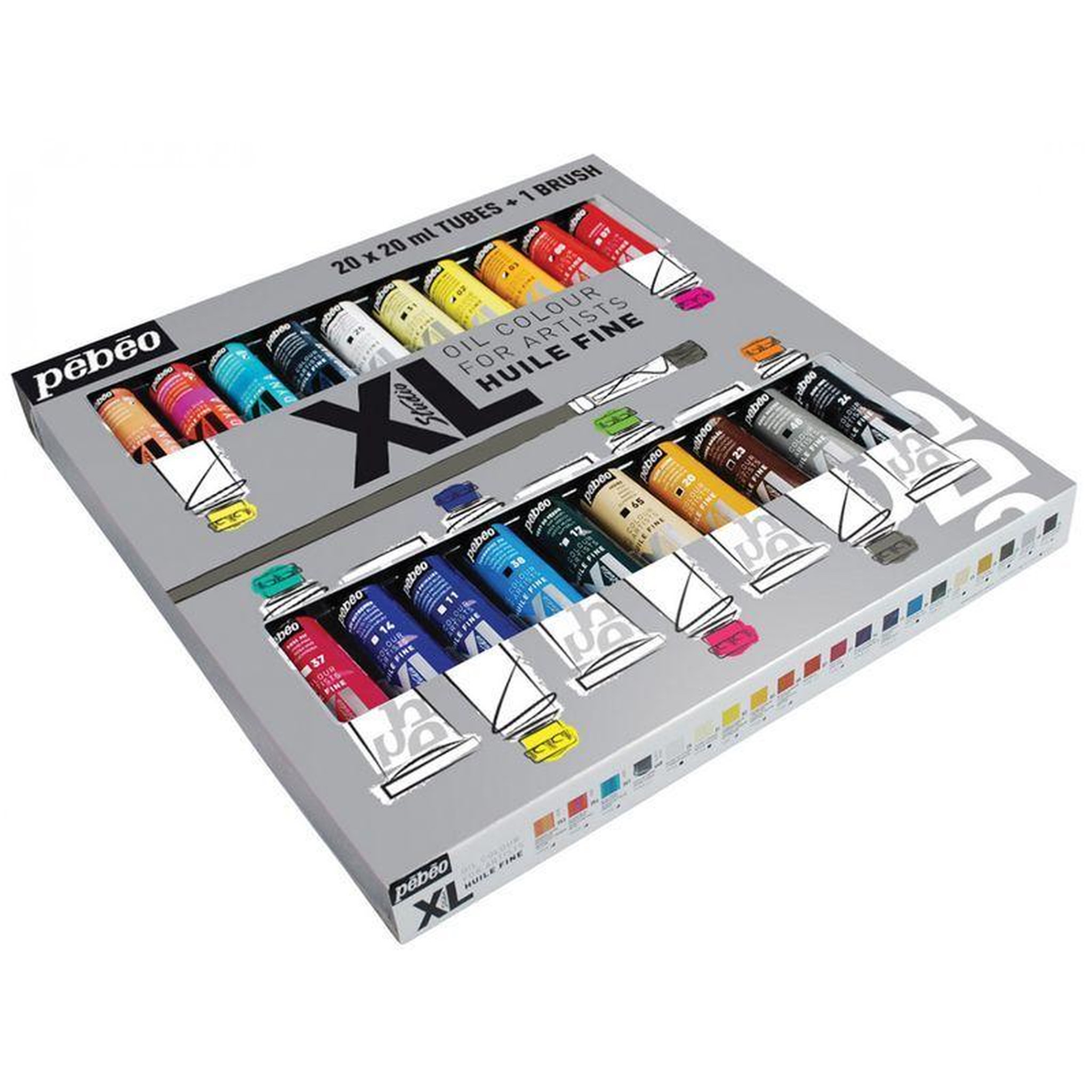 Voir la diapositive 1 : Pebeo Set de 20 peintures à l'huile fine + pinceau brosse - 20 x 20 ml