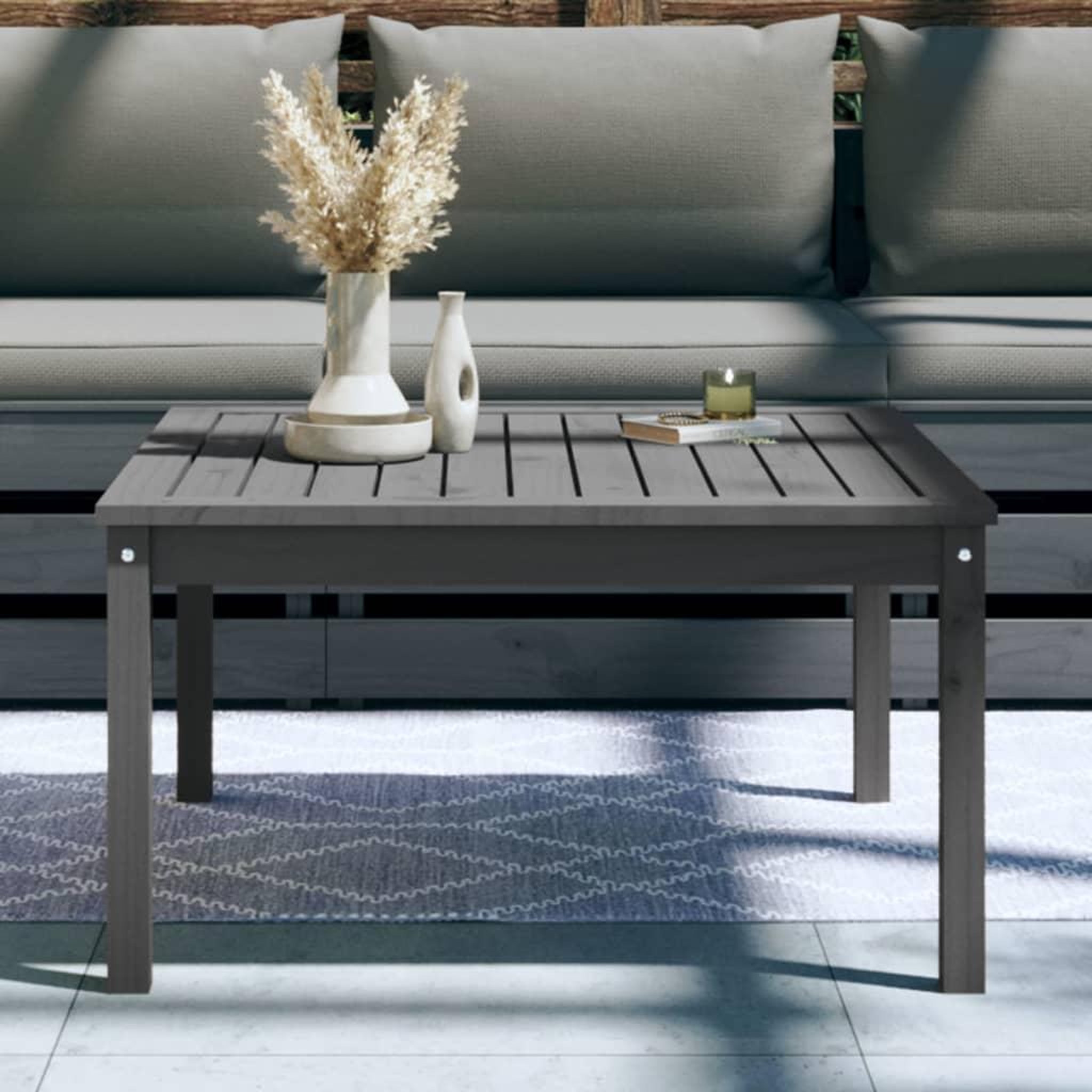 Voir la diapositive 3 : VIDAXL Table de jardin gris 82,5x82,5x45 cm bois massif de pin