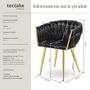 Voir la diapositive 6 : tectake Lot de chaises de salle à manger rembourrée avec revêtement en velours et design noué noir/or Lot de 2