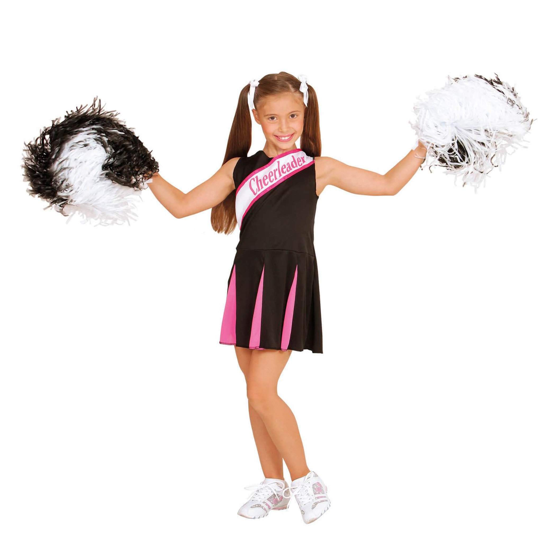 Voir la diapositive 2 : WIDMANN Déguisement Pom Pom Girl Noir et Rose - Fille - 5/7 ans (110 à 122 cm)