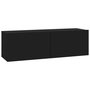 Voir la diapositive 5 : VIDAXL Meubles TV muraux 2 pcs noir 100x30x30 cm bois d'ingenierie