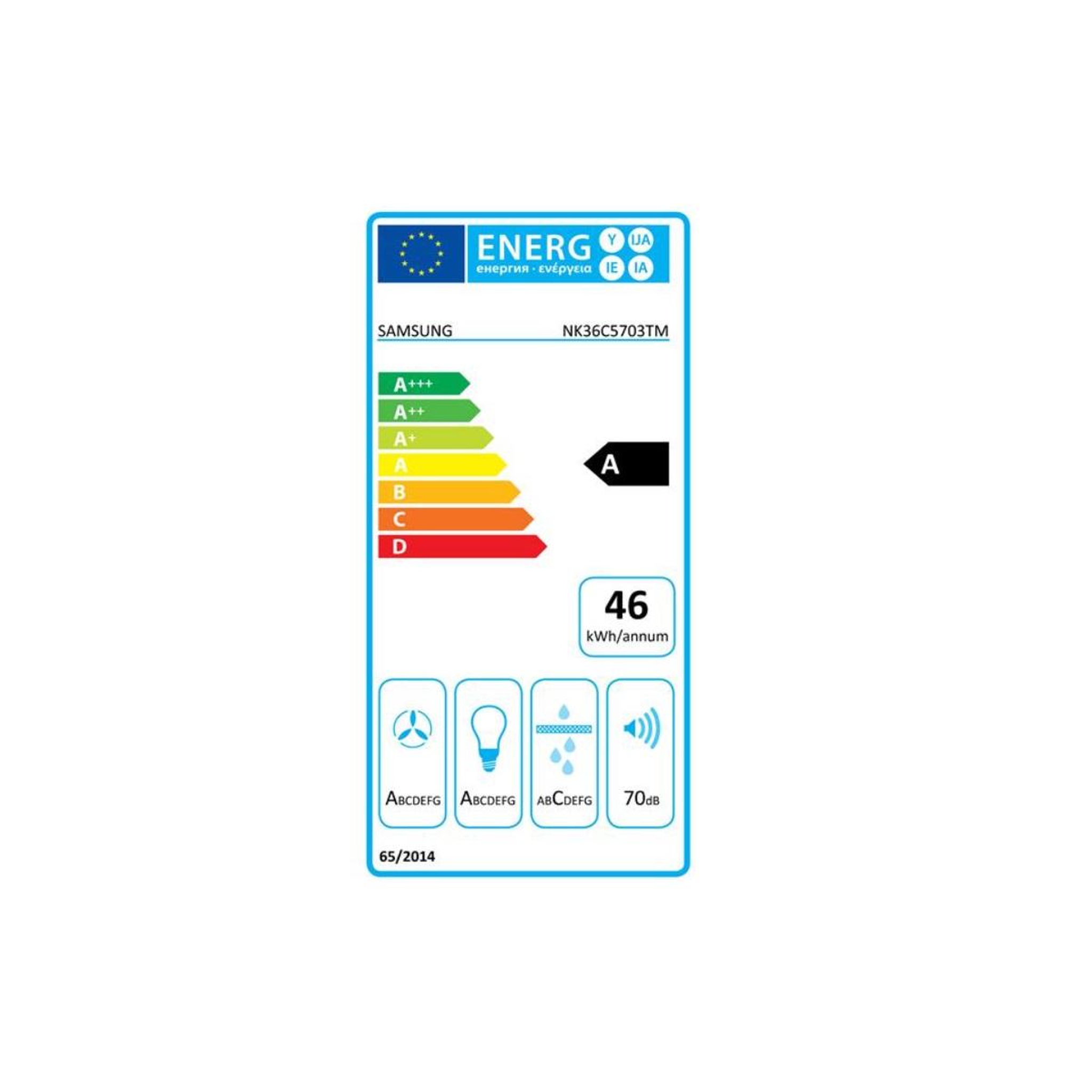 Voir la diapositive 2 : Samsung Hotte décorative murale 90cm 70db 580 m3/h - nk36c5703tm