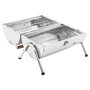 Voir la diapositive 3 : VIDAXL Barbecue au charbon portable Acier inoxydable Grilles doubles