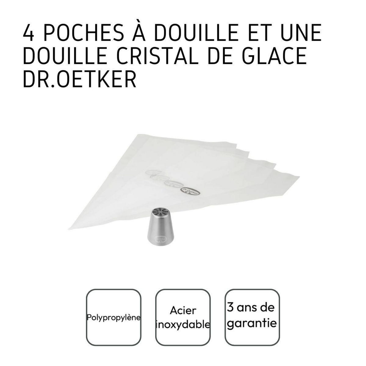 DR.OETKER Lot de 4 poches à douille et embout cristal de glace en inox Dr.Oetker Baker Edition