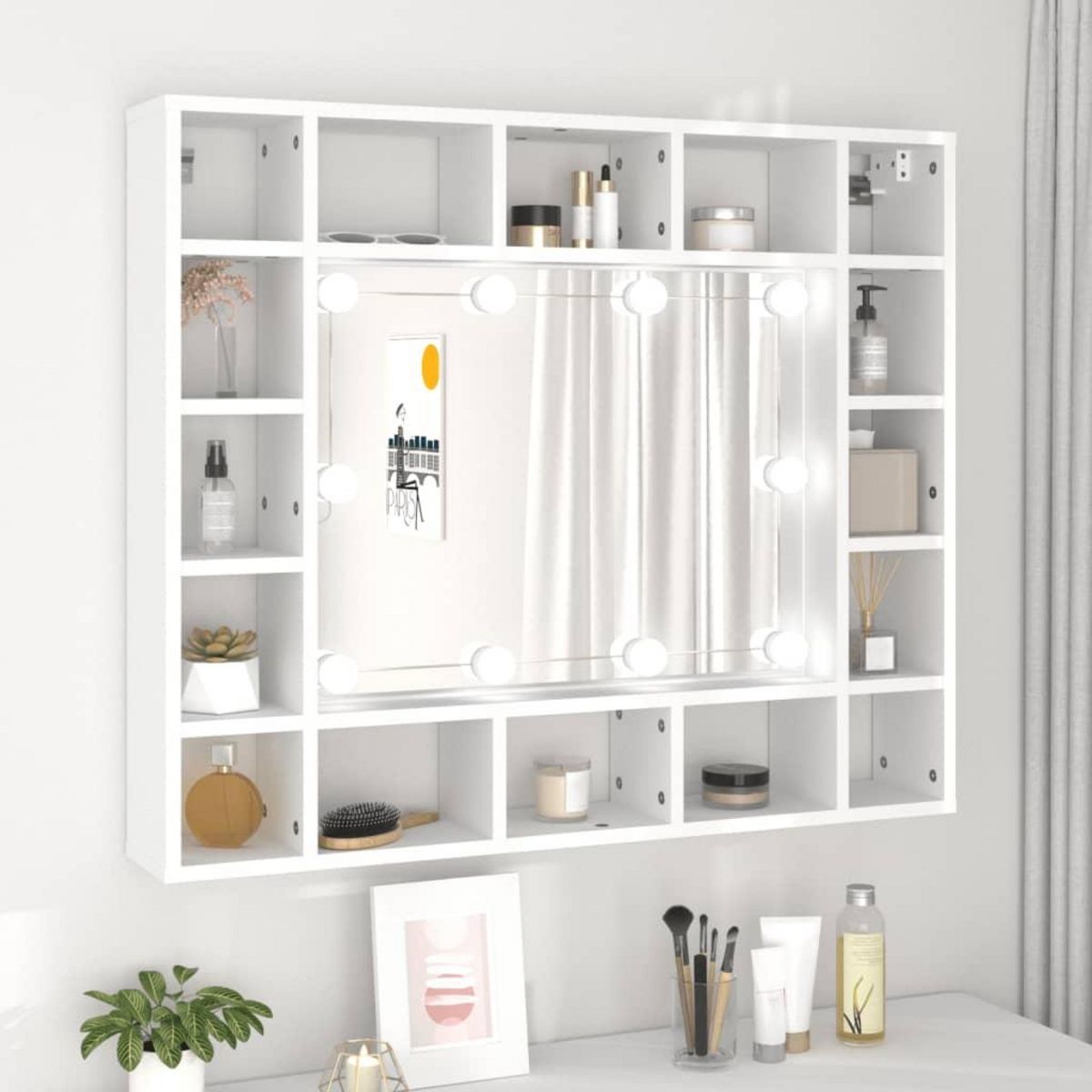 VIDAXL Armoire de miroir avec LED Blanc 91x15x76,5 cm