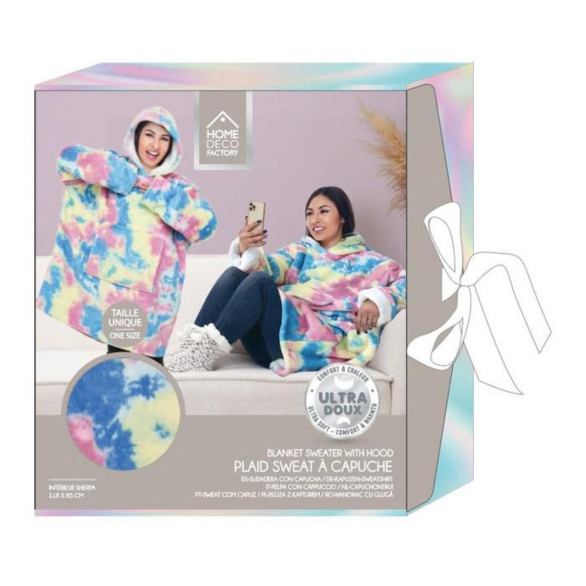 Paris Prix Sweat à Capuche  Sherpa  85x118cm Tie and Dye