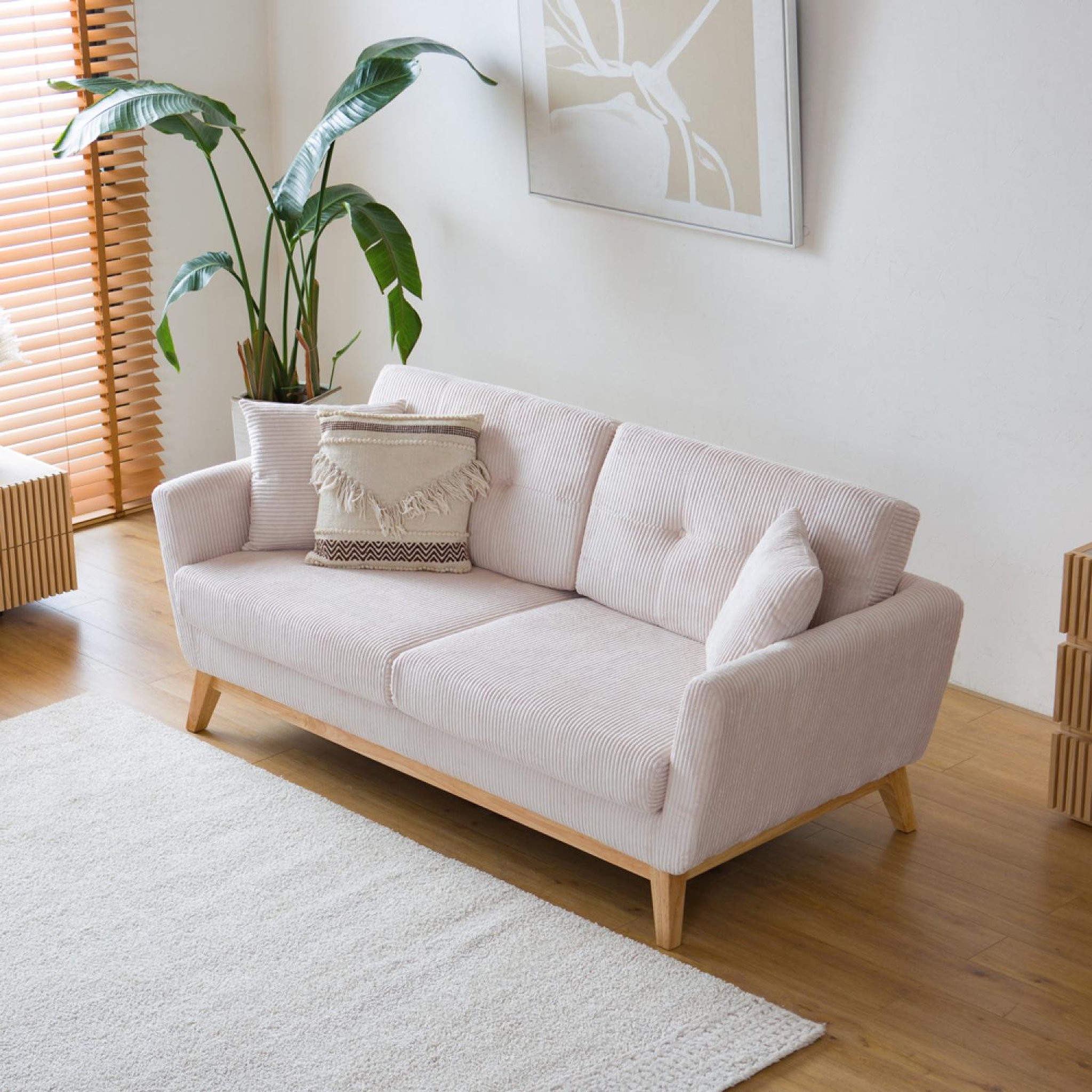 Voir la diapositive 6 : CONCEPT USINE Canapé 3 places scandinave velours côtelé beige hoga