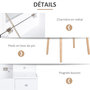 Voir la diapositive 6 : HOMCOM Coiffeuse design scandinave table de maquillage multi-rangements miroir pliable 60L x 50l x 86H cm pin et MDF blanc