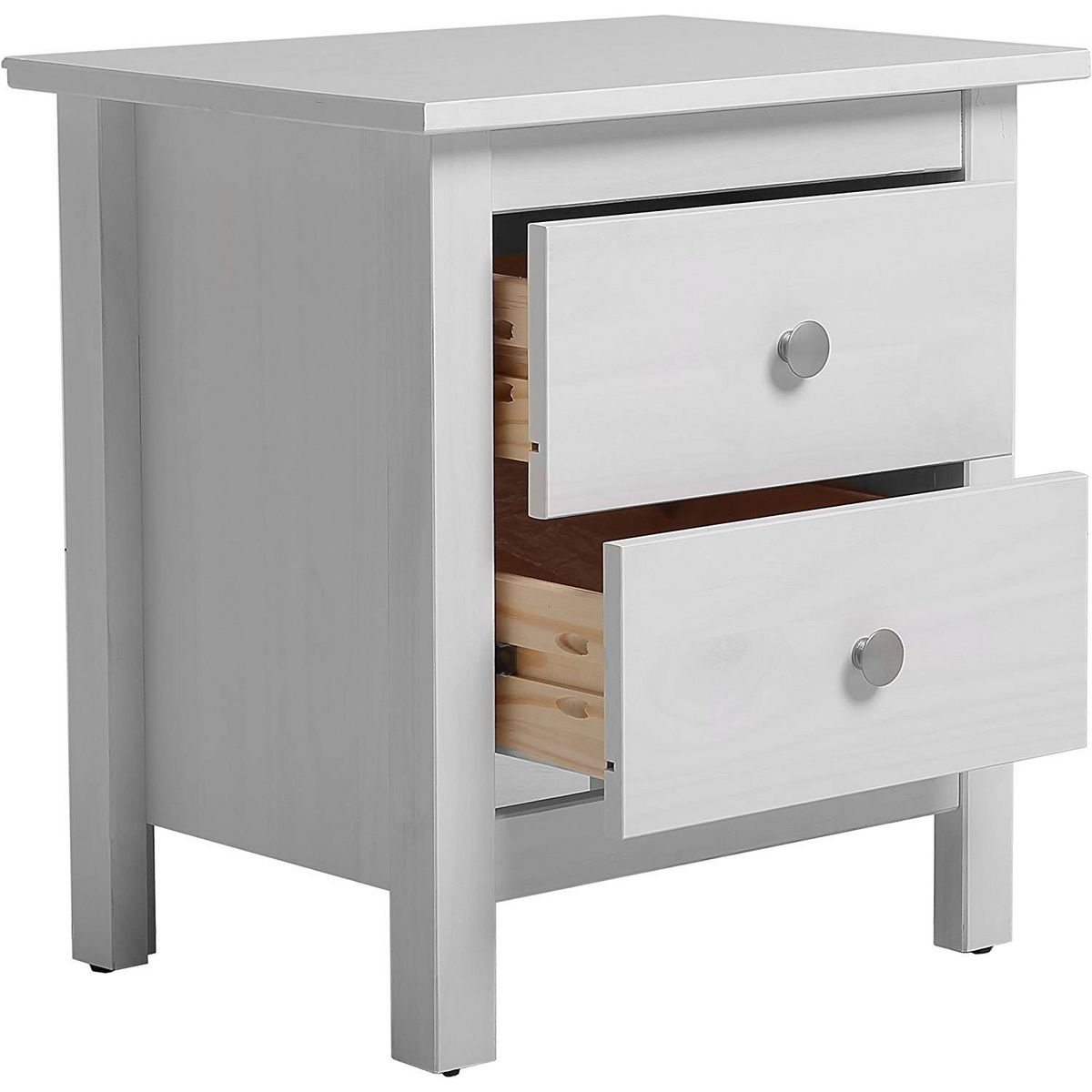 VS VENTA-STOCK Table Chevet 2 tiroirs Betty Blanc, Fabriqué en Bois de pin Massif