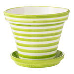 Paris Prix Pot Avec Soucoupe en Céramique  Granada Rayure  50cm Vert