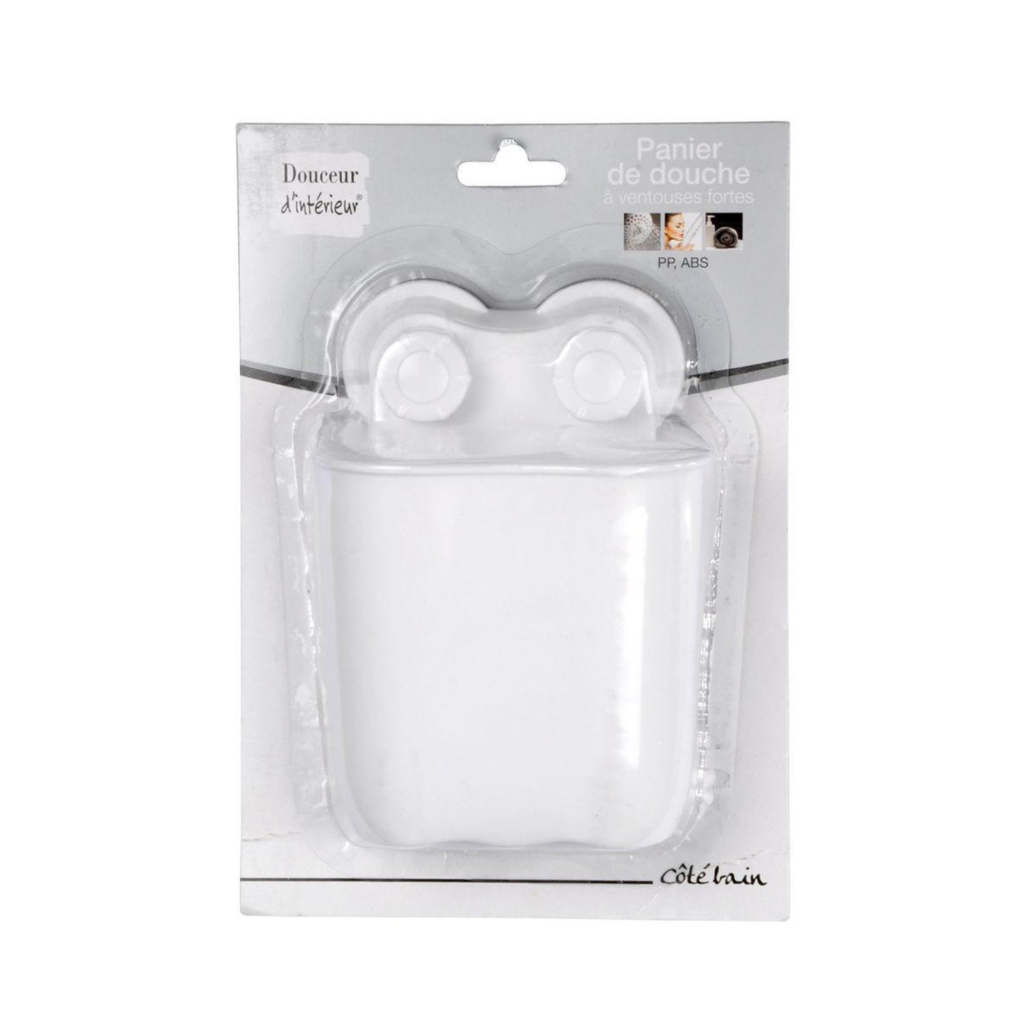 Voir la diapositive 2 : Douceur d'Intérieur Panier de douche design  ventouse  15cm blanc