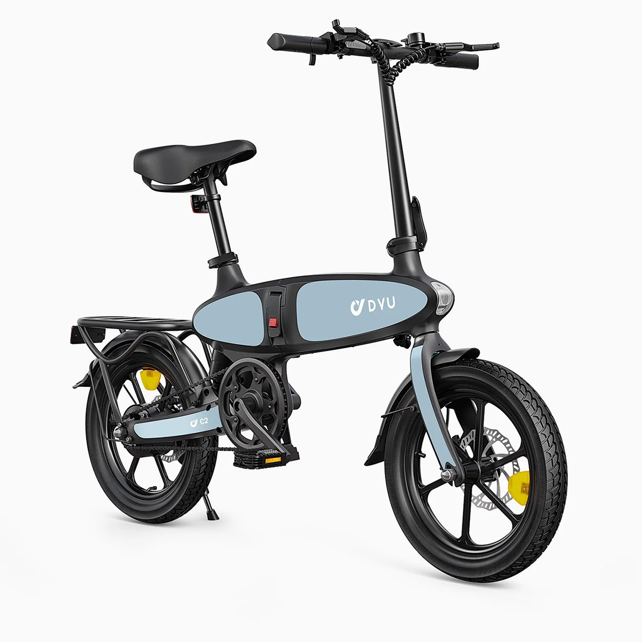 Voir la diapositive 4 : DYU DYU C2 16  Folding Electric Bike, 250W 48V 7.5AH, Disc Brakes, Noir