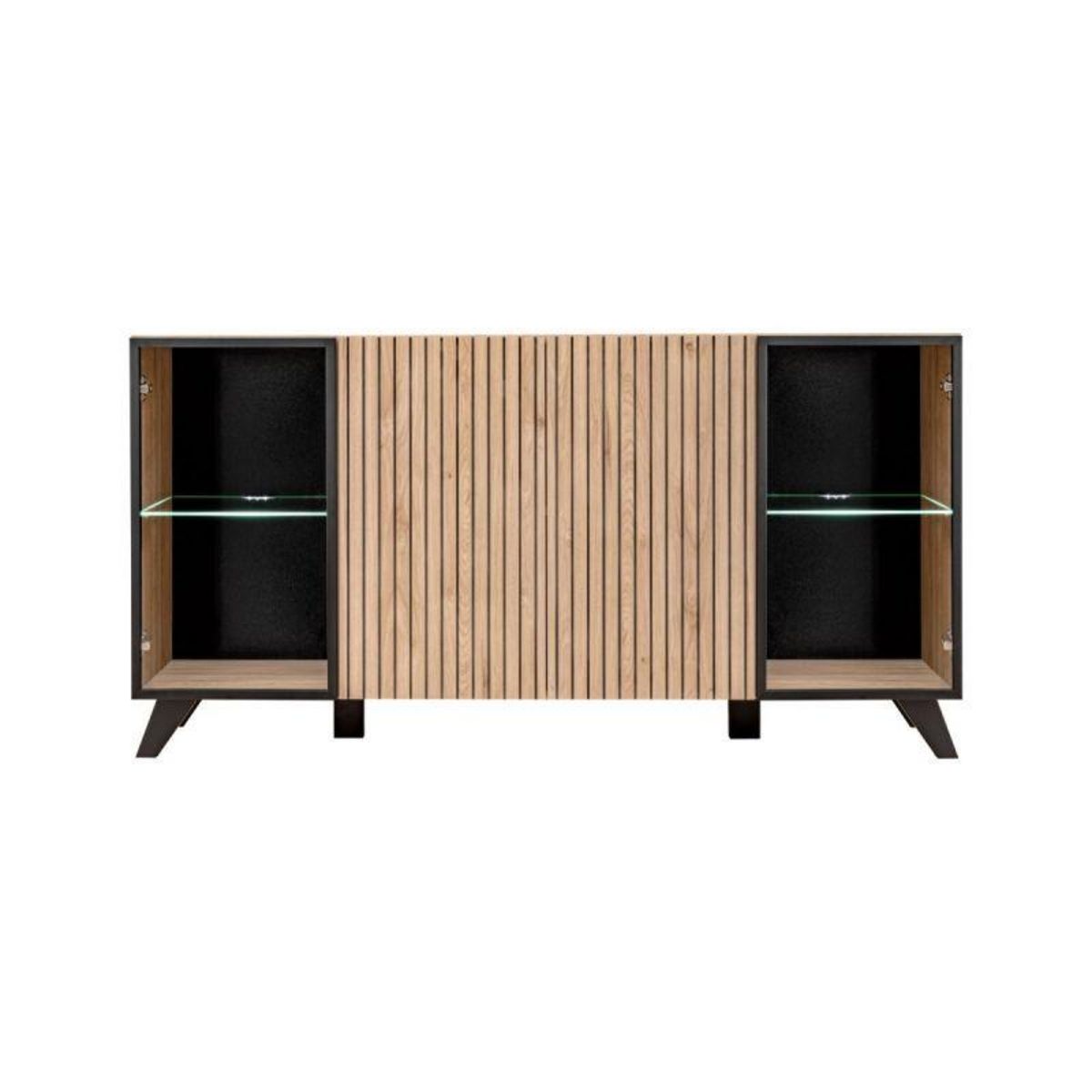 Paris Prix Buffet 4 Portes Design  Liam  160cm Naturel & Noir