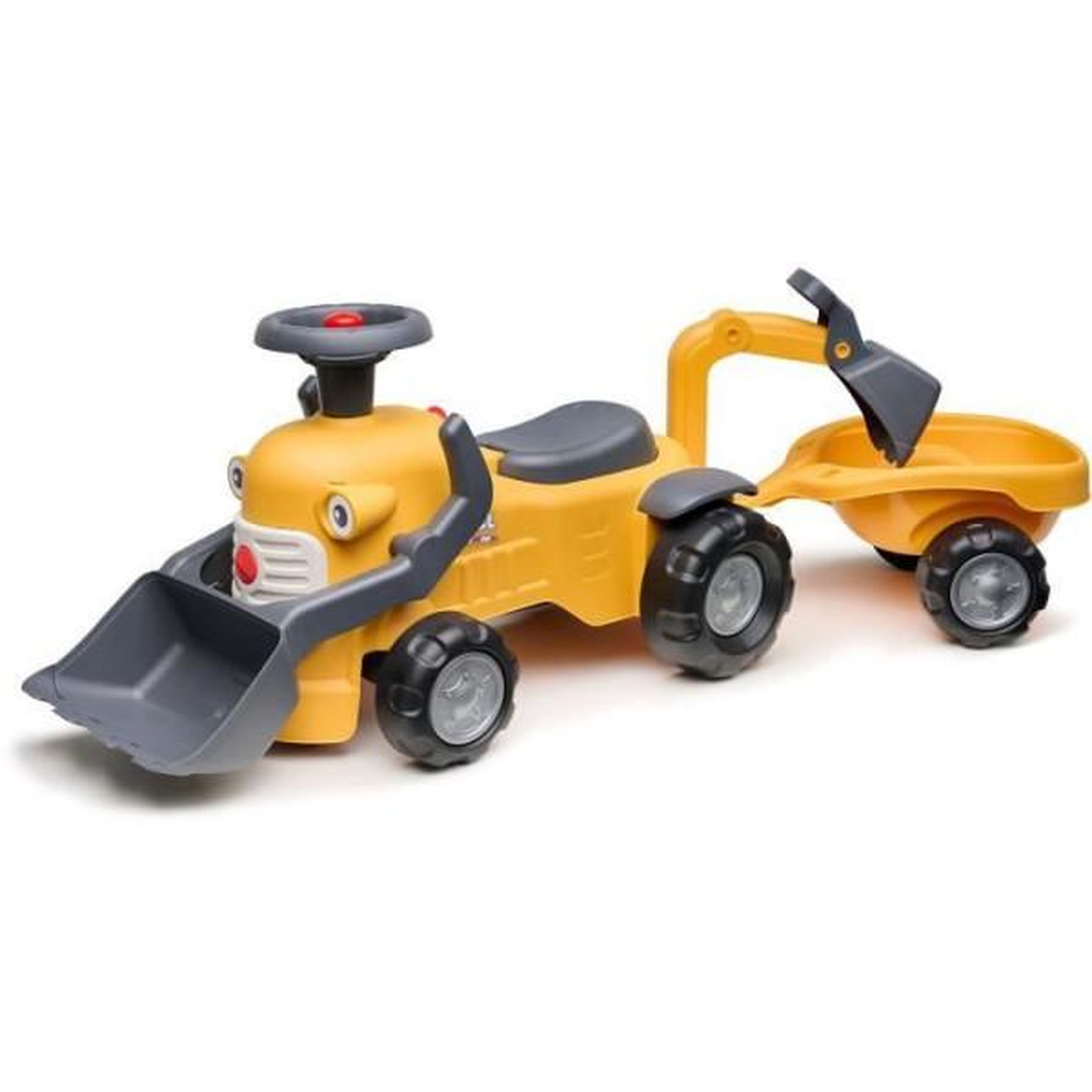 FALK Porteur Trotteur  Chantier Marcel - FALK - Pelle frontale, excavatrice - Jaune - Fabriqué en France - 90% de plastique recyclé - Des 12