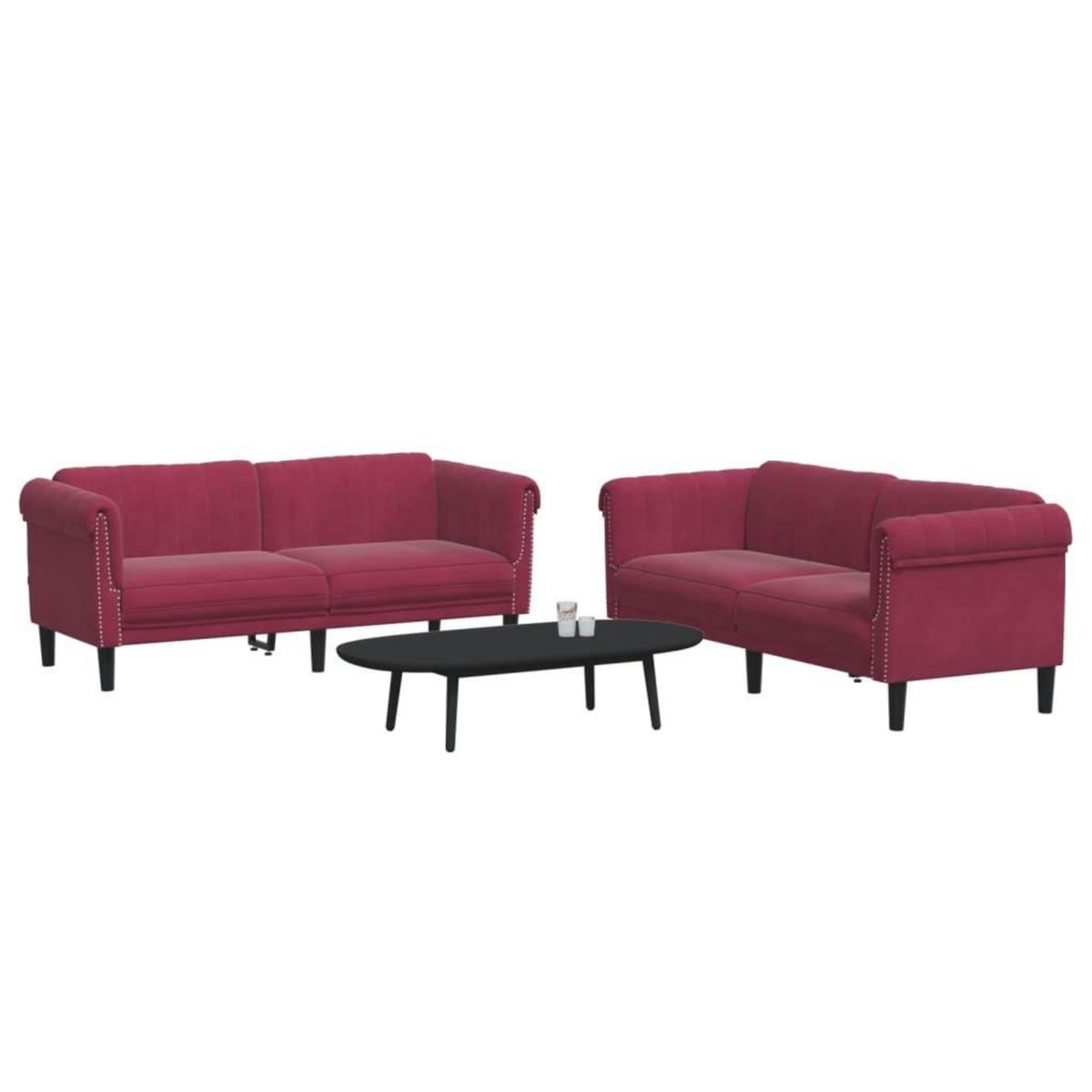 VIDAXL Ensemble de canapes 2 pcs rouge bordeaux velours
