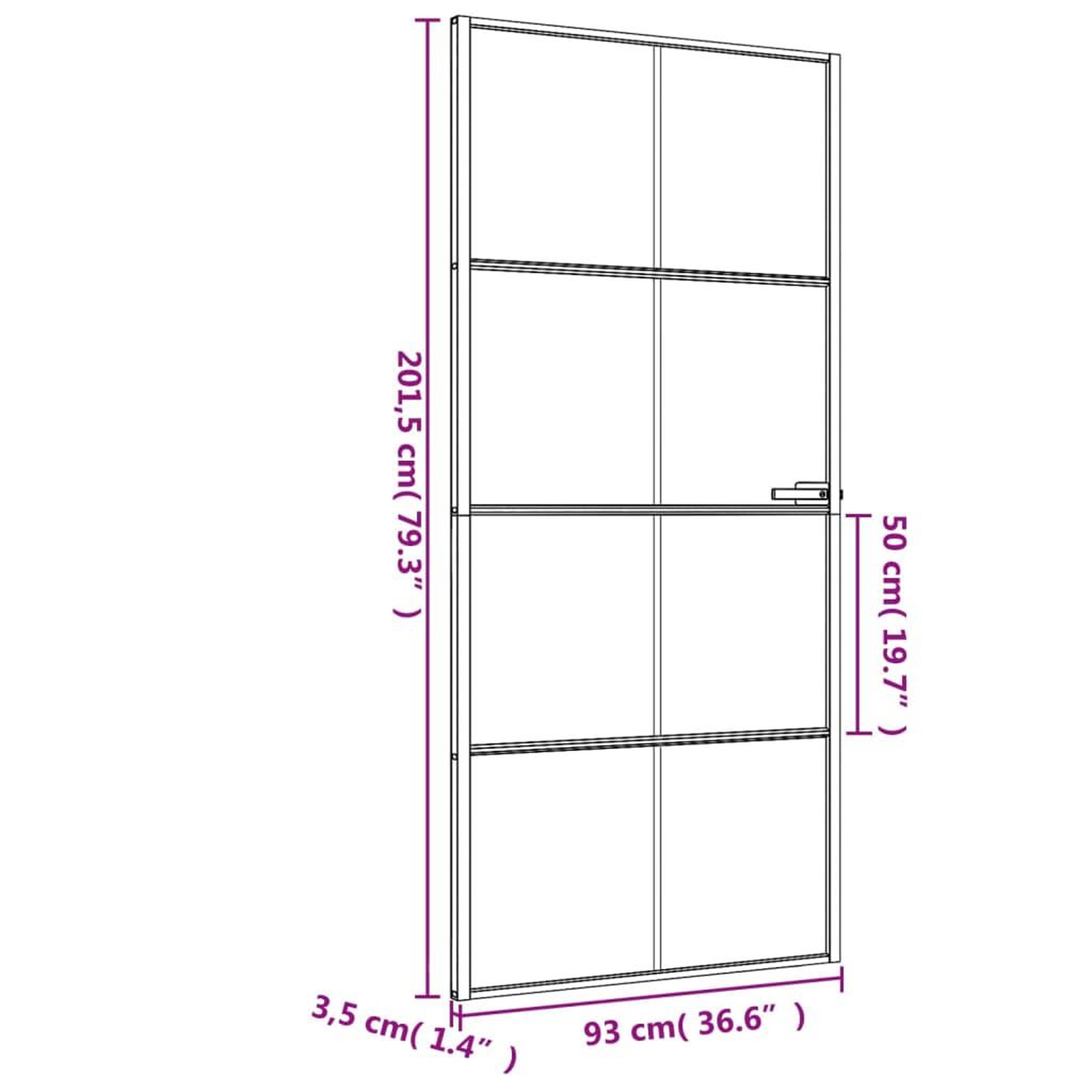 Voir la diapositive 6 : VIDAXL Porte interieure mince noir 93x201,5 cm verre trempe aluminium