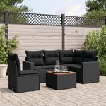 VIDAXL Salon de jardin 6 pcs avec coussins noir resine tressee