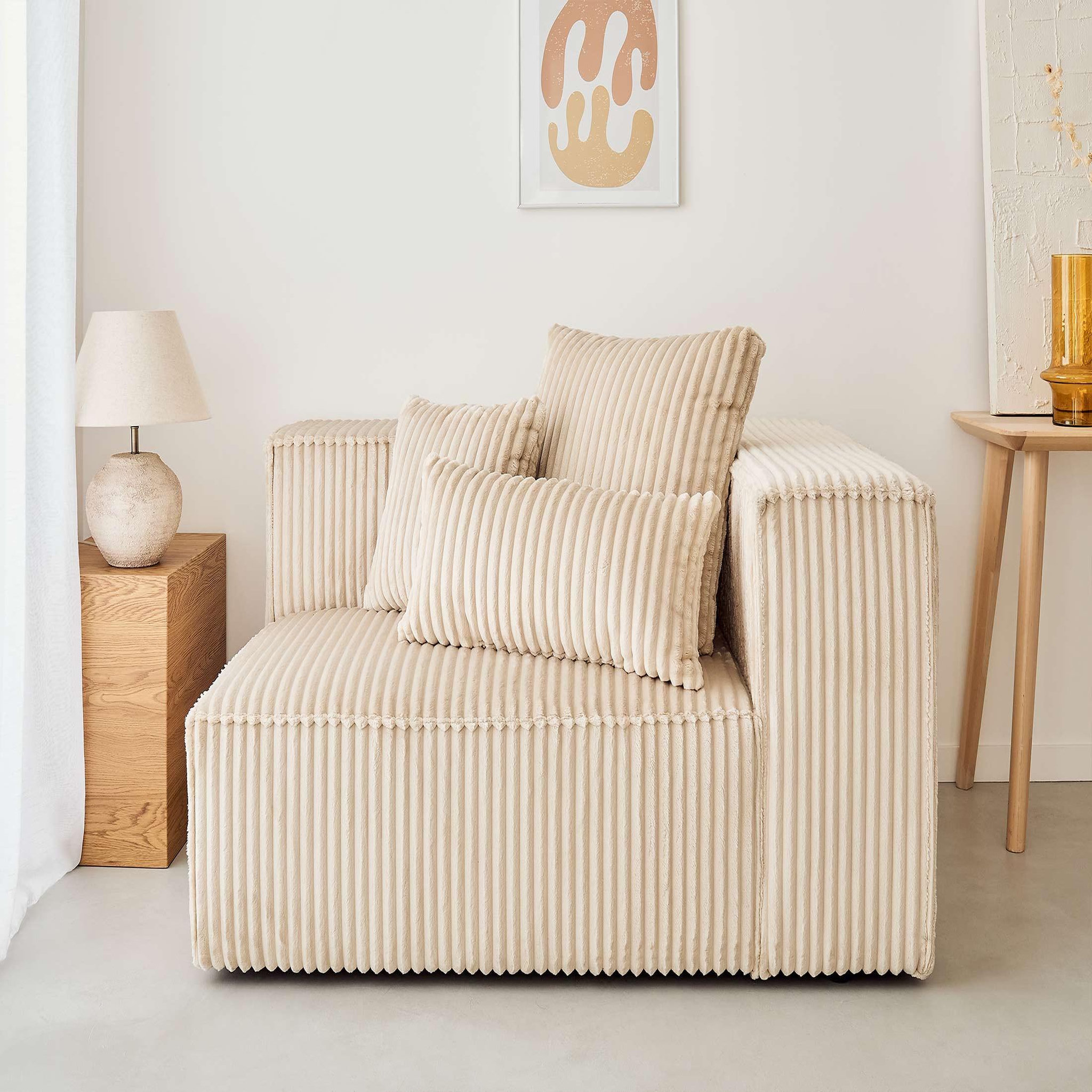 Voir la diapositive 2 : LISA DESIGN Colombine - module d'assise droit - en velours côtelé grosses côtes