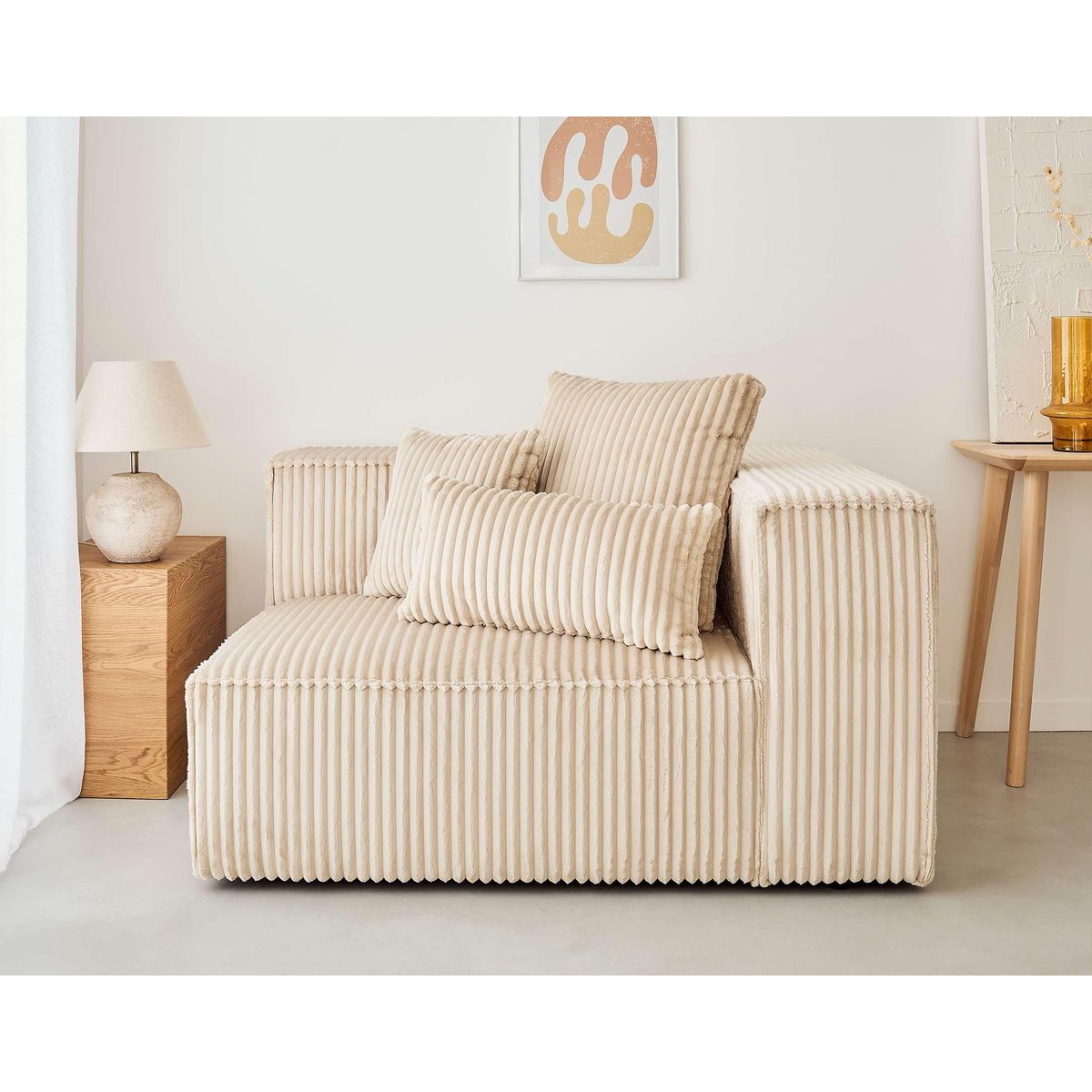 LISA DESIGN Colombine - module d'assise droit - en velours côtelé grosses côtes