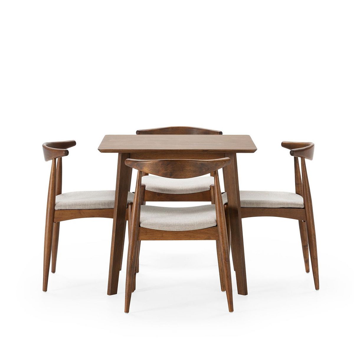 VS VENTA-STOCK Ensemble table 80x80 cm et 4 chaises de salle à manger Corzo Noyer