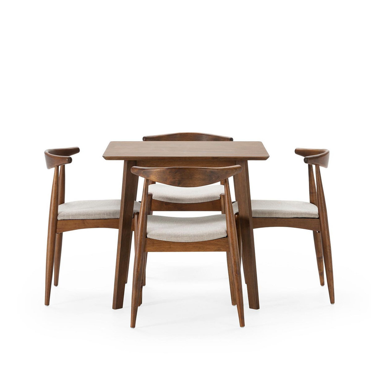 VS VENTA-STOCK Ensemble table 80x80 cm et 4 chaises de salle à manger Corzo Noyer