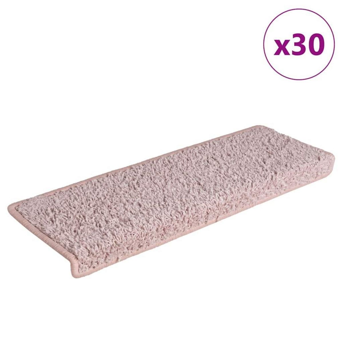 VIDAXL Tapis d'escalier 30 pcs 65x21x4 cm blanc et rose
