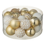 Paris Prix Lot de 30 Boules de Noël  Night  31cm Blanc & Doré