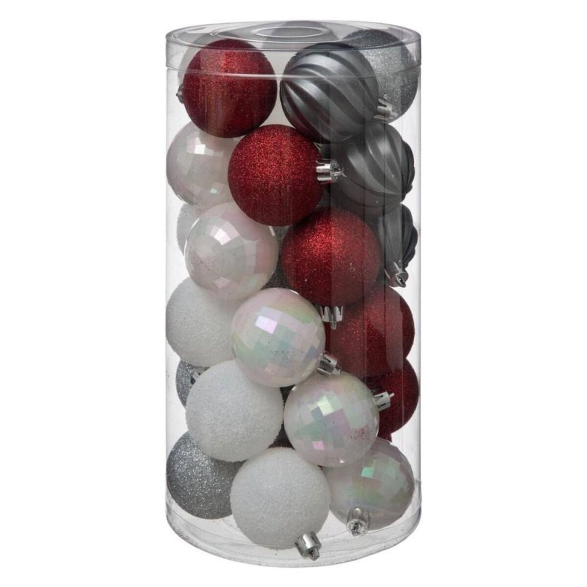 ATMOSPHERA Boules de Noël 60 mm X30 rouge, gris et blanc