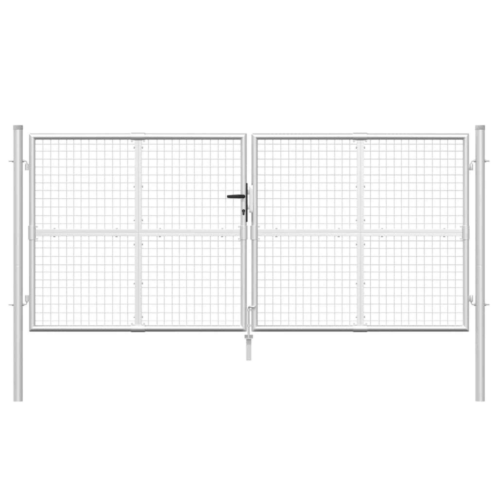 Voir la diapositive 4 : VIDAXL Portal de jardin maille argente 300x175 cm acier galvanise