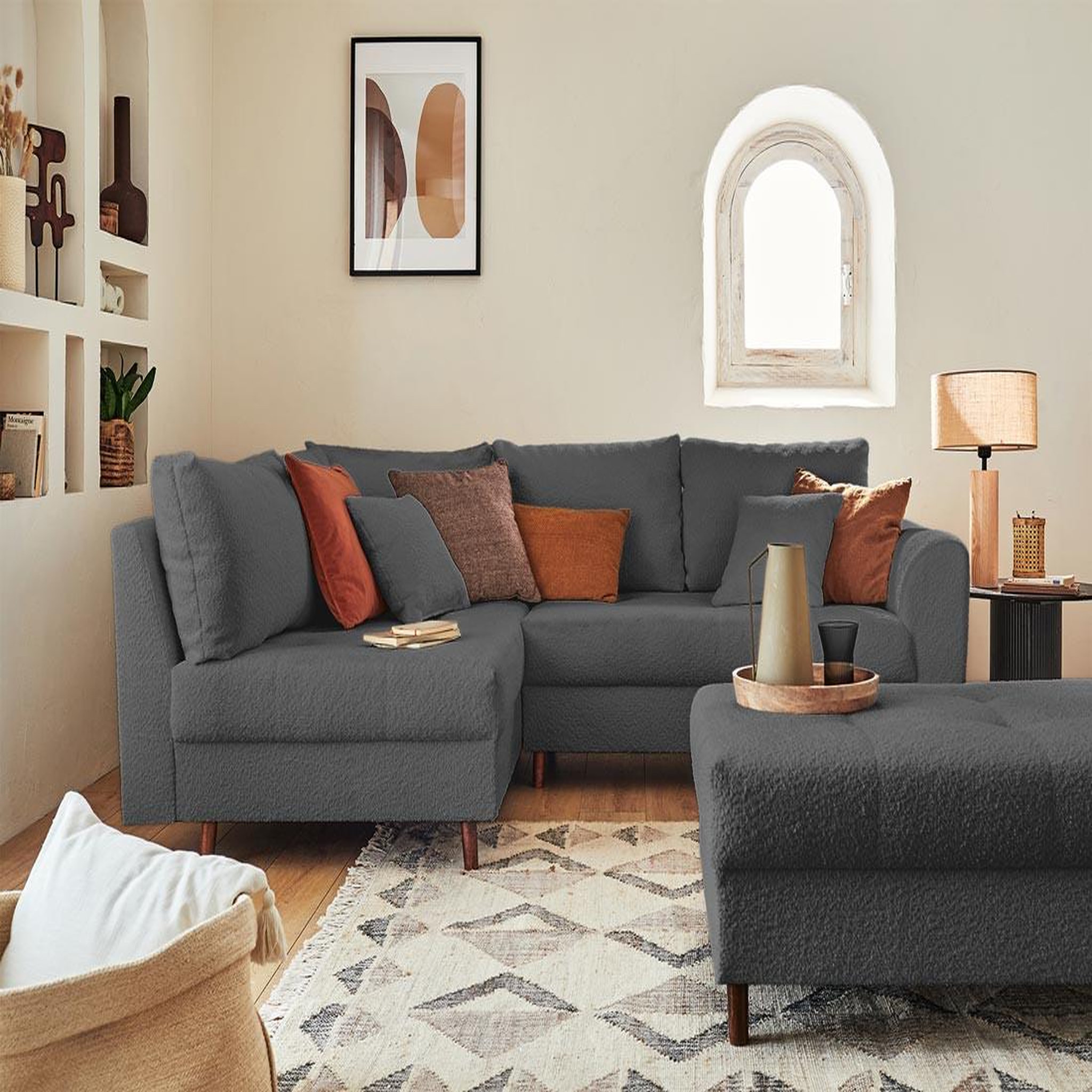 Voir la diapositive 2 : LISA DESIGN Rune - pouf modulable - en tissu bouclette