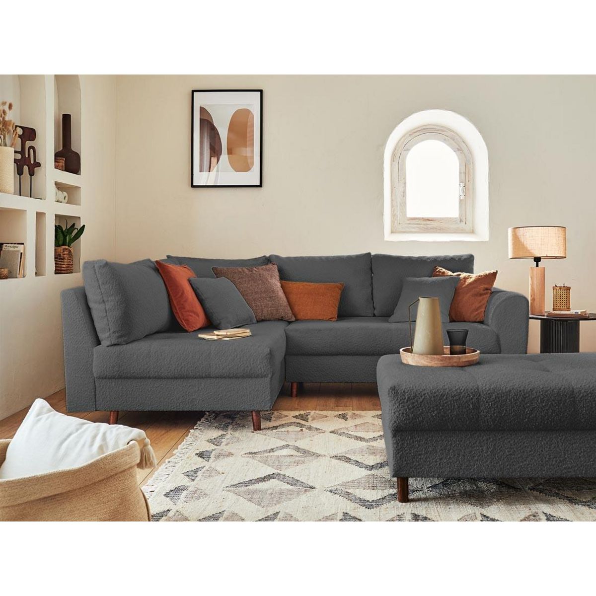 LISA DESIGN Rune - pouf modulable - en tissu bouclette