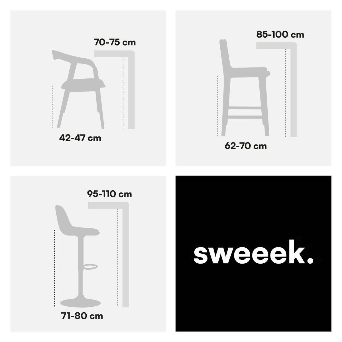 SWEEEK Lot de 4 chaises vintage en bois avec assise en rotin et dossier arrondi. coloris naturel. L 48 x P 49.5 x H 90cm