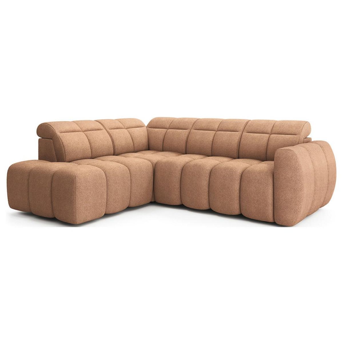 BEST MOBILIER Basile - canapé d'angle gauche 4 places assise extensible électrique avec coffre en tissu texturé