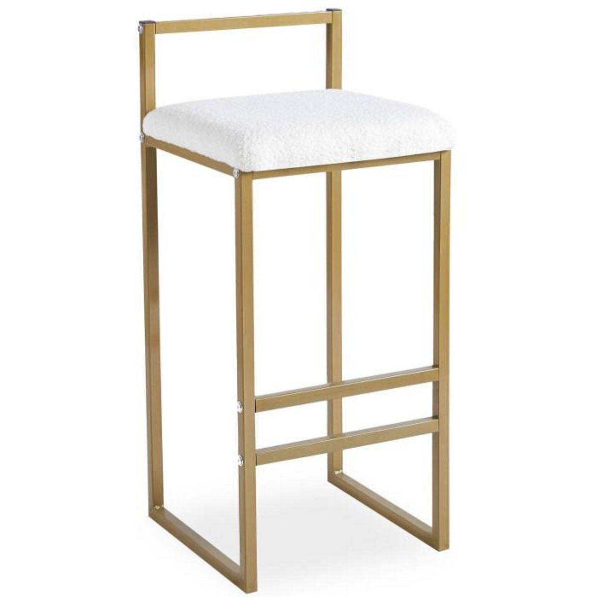 Paris Prix Tabouret de Bar Bouclette  Dakota  80cm Crème & Or