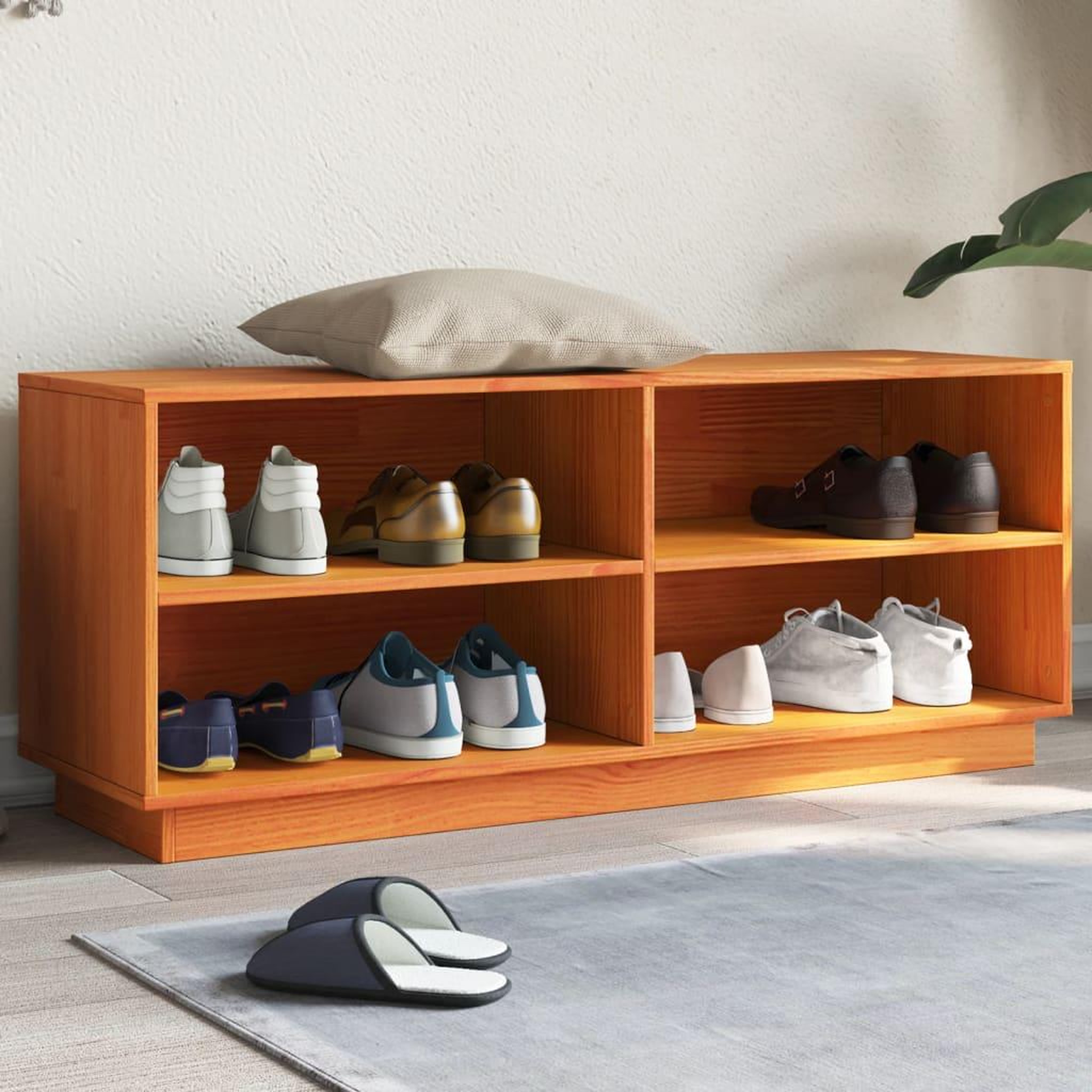 VIDAXL Armoire a chaussures cire marron 110x34x45 cm bois pin massif
